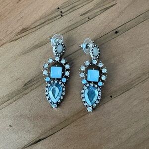 Chic Blue and Silver Crystal Earrings